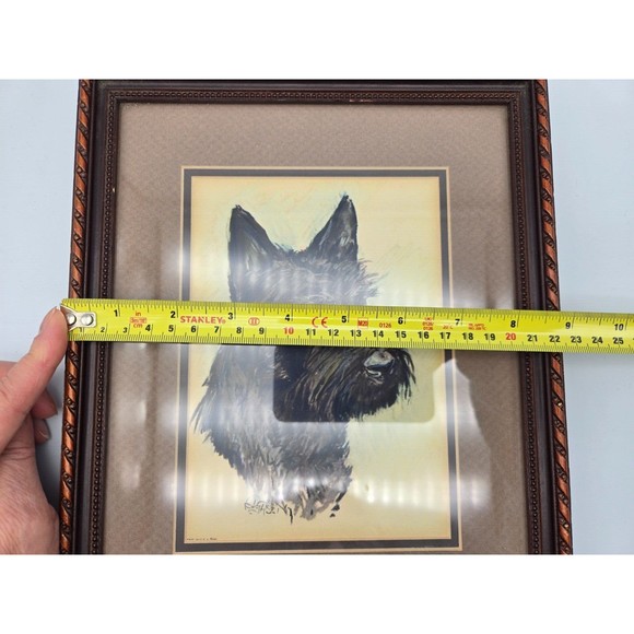 VTG Ole Larsen Signed Print Scottie Terrier Dog Framed Realistic Portrait 11X9" - Picture 12 of 12
